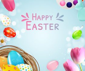 Flower and egg easter card vector