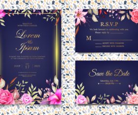 Flower decoration wedding invitation card vector