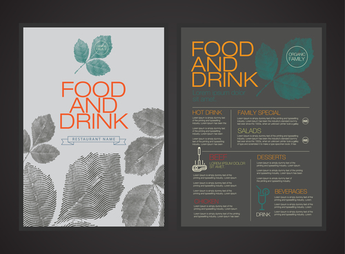 Food and drink menu cover vector