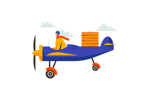 Food delivery airplane illustration vector
