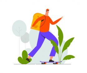Food delivery man illustration vector