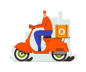 Food delivery scooter illustration vector