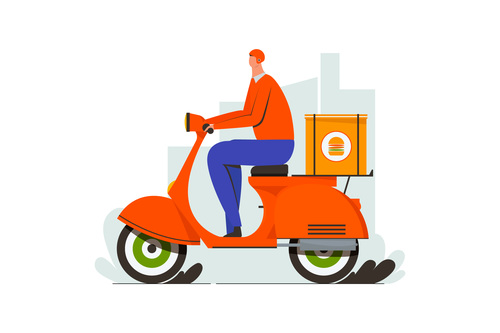 Food delivery scooter illustration vector