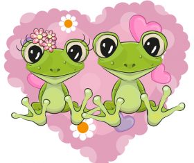 Frog mate cartoon illustration vector