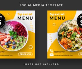 Fruit smoothie and vegetable salad sale template design vector