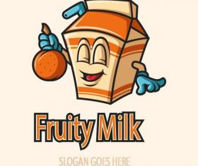 Fruity milk mascot logo vector