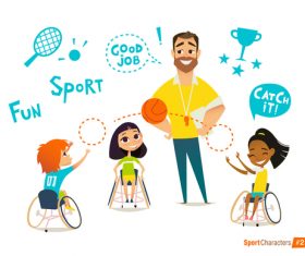 Fun sport catchit cartoon illustration vector