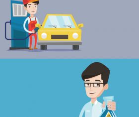 Gas station worker and professor vector