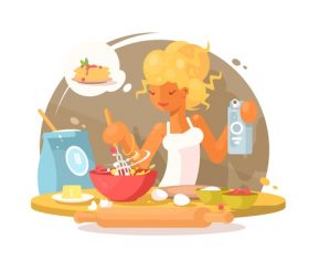 Girl cook vector