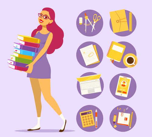 Girl student and book vector