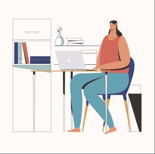 Girl working from home illustration vector