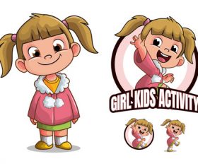 Girl Kids Cartoon Character vector