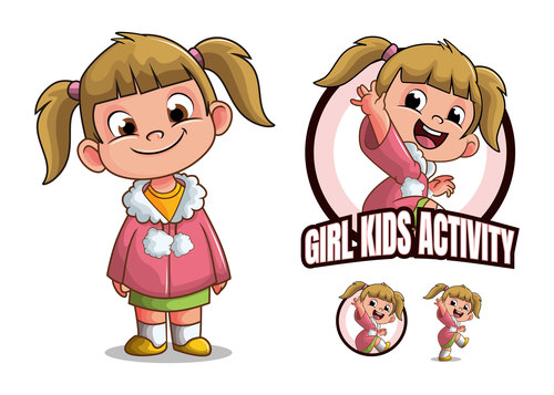 Girl Kids Cartoon Character vector
