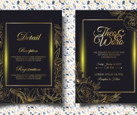 Glitter wedding invitation card vector