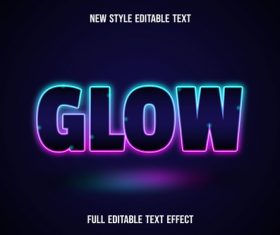 Glow editable text effect vector