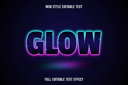 Glow editable text effect vector