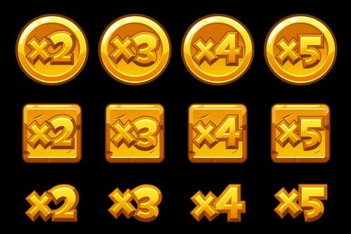 Gold bonus multiplied numbers for game set vector