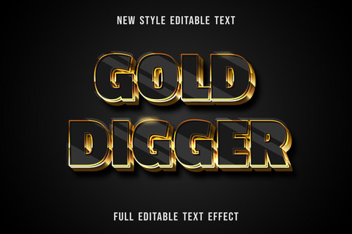Gold digger editable text effect vector