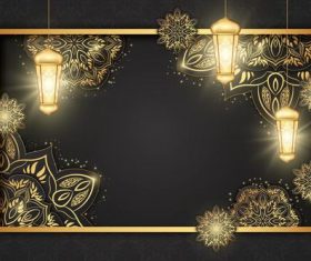 Golden bright Ramadan Kareem card vector