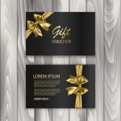Golden ribbon decoration gift voucher vector