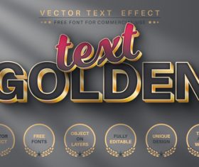 Golden silver background editable text style effect vector