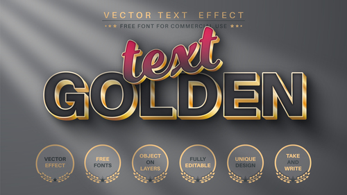 Golden silver background editable text style effect vector