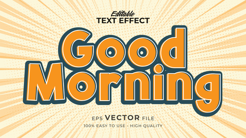 Good morning editable text effect vector