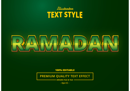 Green Islamic holiday font text style effect vector