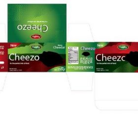 Green and red cheese packaging vector