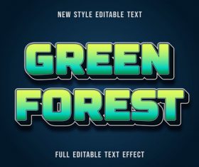 Green forest editable text effect vector