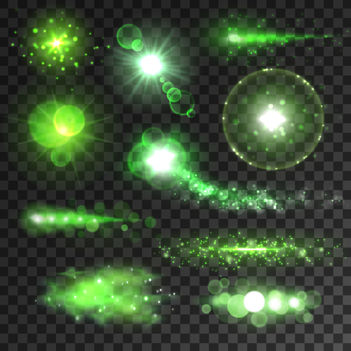 Green sparkling glare background vector