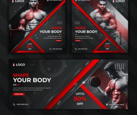 Gym banner poster vector