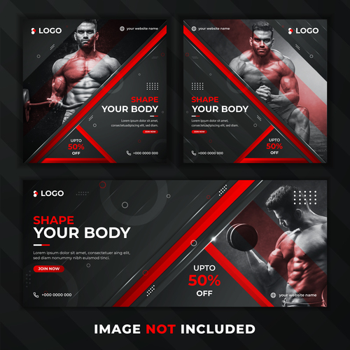 Gym banner poster vector