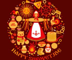Happy Shrovetide silhouette vector