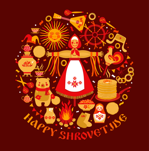 Happy Shrovetide silhouette vector