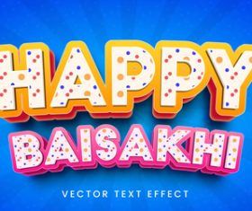 Happy baisakhi editable font text design vector