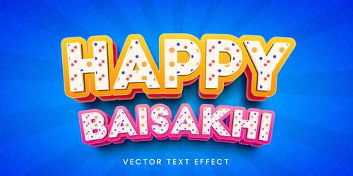 Happy baisakhi editable font text design vector