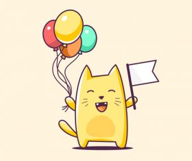 Happy cat cartoon illustration vector