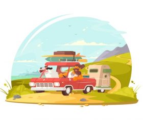 Happy traveler cartoon illustration vector