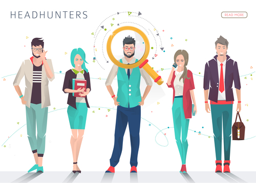 Headhunters cartoon illustration vector