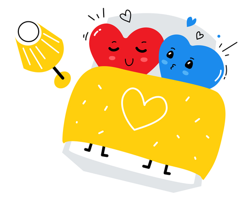 Heart shaped couple cartoon illustration vector