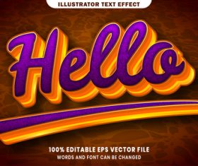 Hello 3d editable text style effect vector