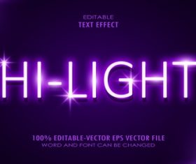 Hi light editable font text design vector