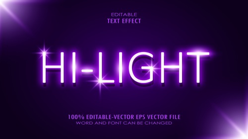 Hi light editable font text design vector
