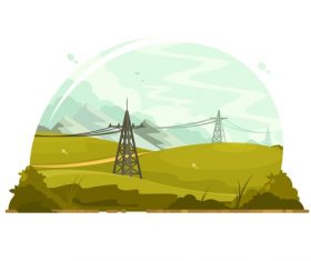 High voltage line cartoon illustration vector
