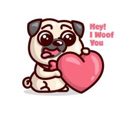 I woof you cartoon illustration vector