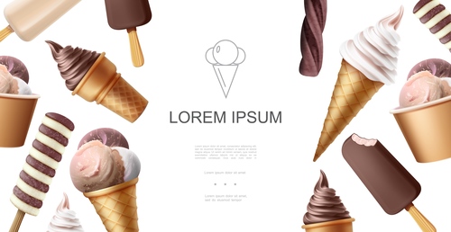 Ice cream 3d illustration vector