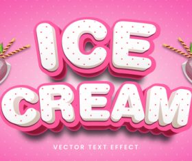 Ice cream editable font text design vector