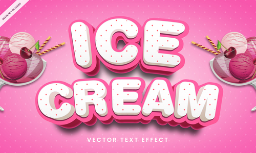 Ice cream editable font text design vector