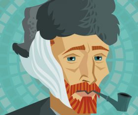 Illustration vector of van gogh holding a pipe